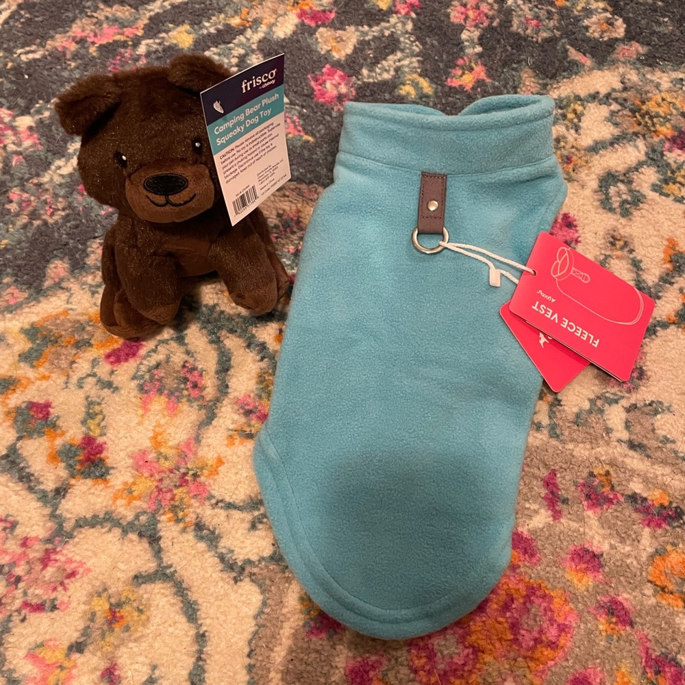 Blue Dog Fleece Vest & Plush Bear